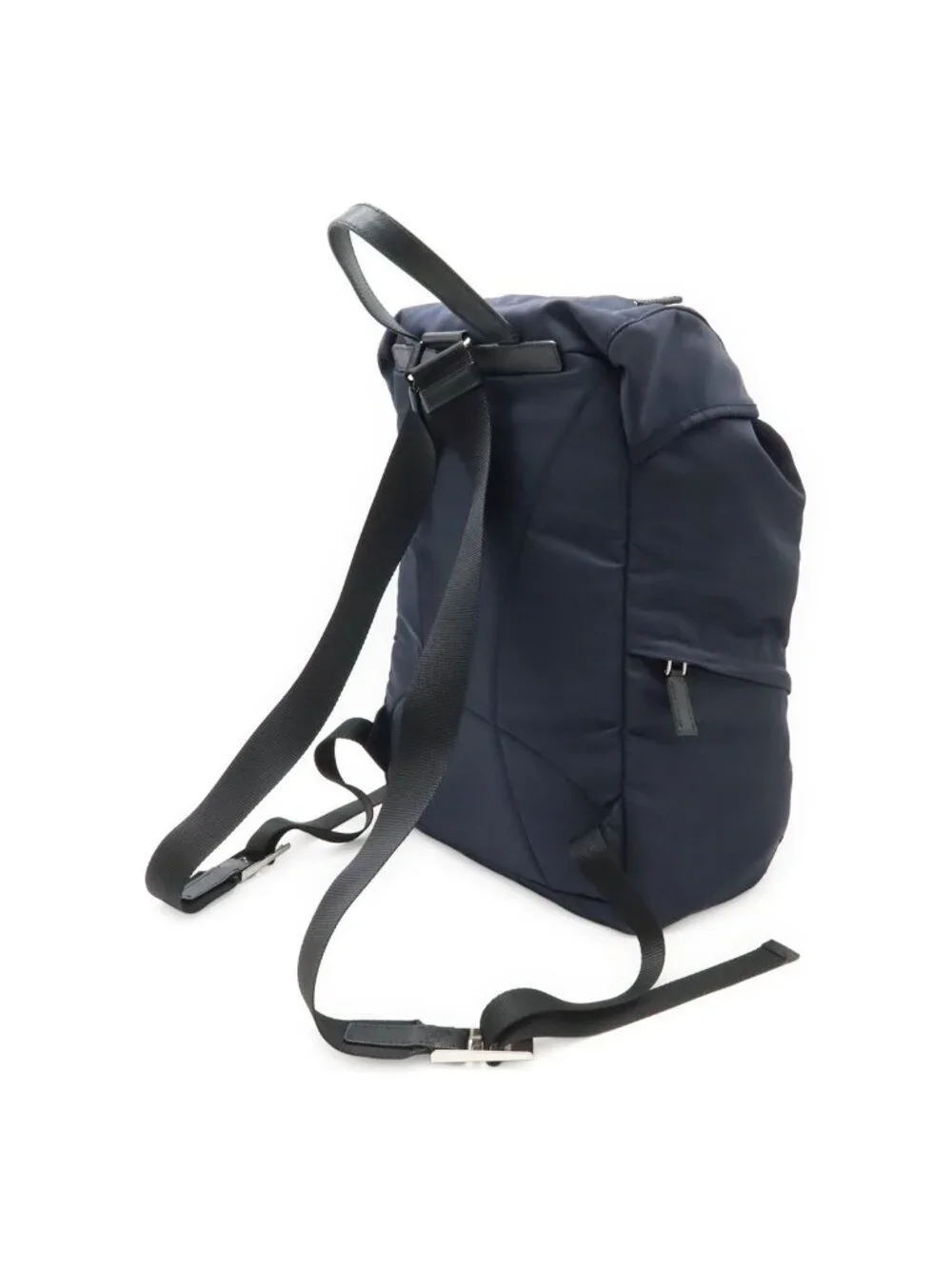 Prada Backpack Shoulder Bag Nylon Leather Blue Nero Black Silver